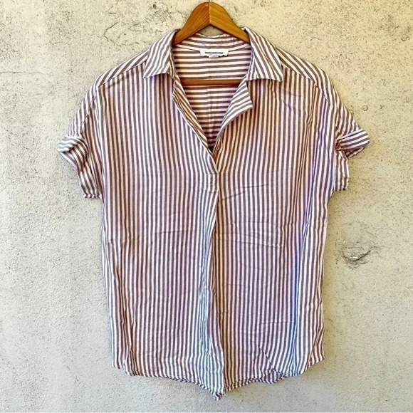 BeachLunchLounge Stripes Collar Short Sleeve Top Size Small - Picture 10 of 10